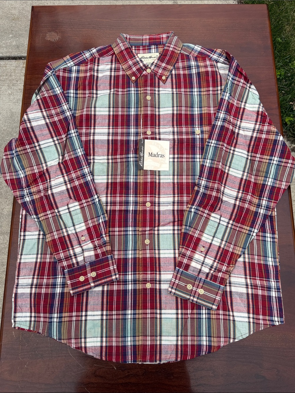 Eddie Bauer Red Multi Plaid Button-Down Shirt